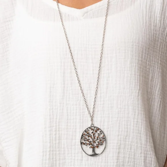 3+/$5 ea. Necklace Autumn ABUNDANCE Brown Tree of life Longer Length - Picture 2 of 2
